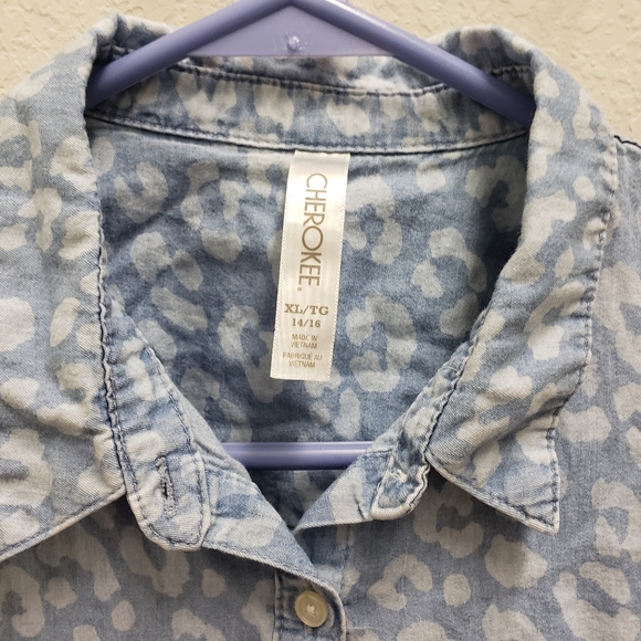 Cherokee XL 14/16 Animal Print Denim Shirt - Picture 7 of 8